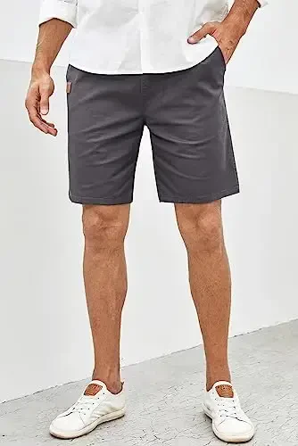 JMIERR Mens Casual Shorts - Cotton Drawstring Summer Beach Stretch Twill Chino Golf Shorts - 6