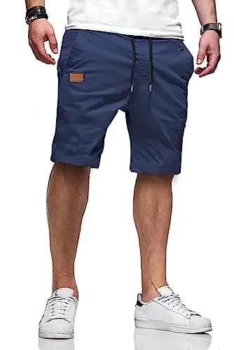 JMIERR Mens Casual Shorts - Cotton Drawstring Summer Beach Stretch Twill Chino Golf Shorts - 1