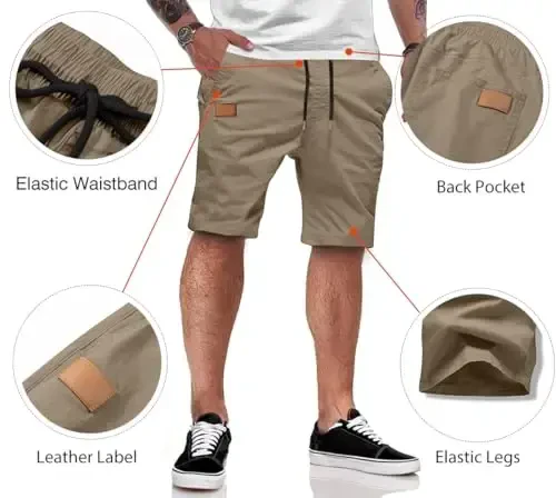 JMIERR Mens Casual Shorts - Paxta İpli Yozgi Plaj Stretch Twill Chino Golf Shortslari - 3