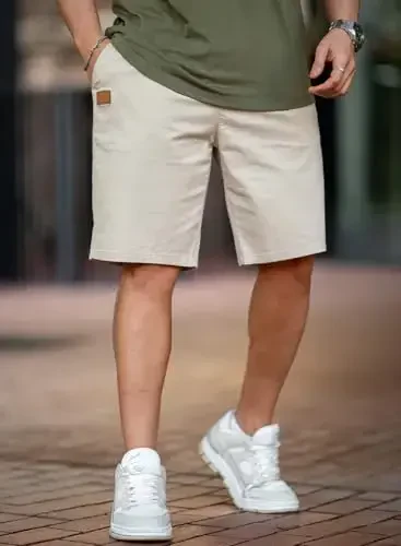 JMIERR Mens Casual Shorts - Paxta Ipli Yozgi Sohil Stretch Twill Chino Golf Shortslari - 5
