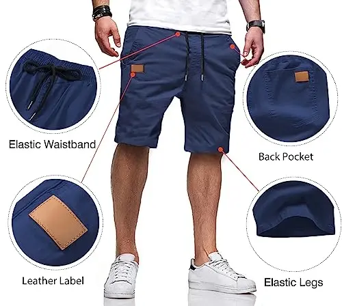 JMIERR Mens Casual Shorts - Paxta İpli Yozgi Sohil Stretch Twill Chino Golf Shortslari - 3