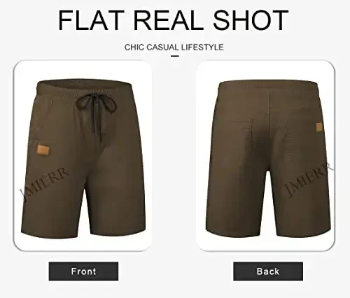 JMIERR Mens Casual Shorts - Paxtali bog'ichli yozgi plyaj Stretch Twill Chino Golf Shortslari - 5