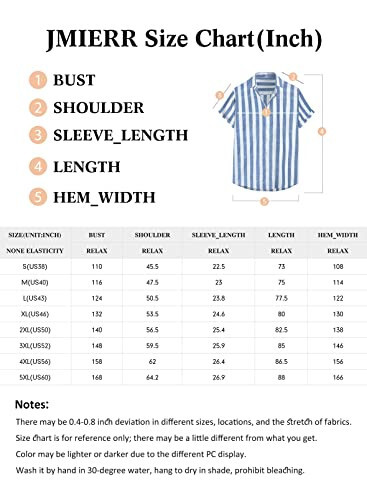 JMIERR Men's Casual Stylish Short Sleeve Button-Up Striped Dress Shirts Cotton Beach Shirt - 6