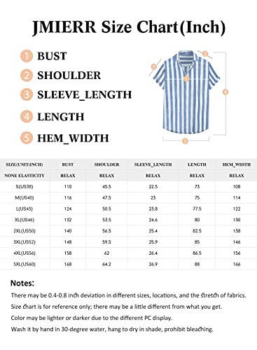 JMIERR Men's Casual Stylish Short Sleeve Button-Up Striped Dress Shirts Cotton Beach Shirt - 6