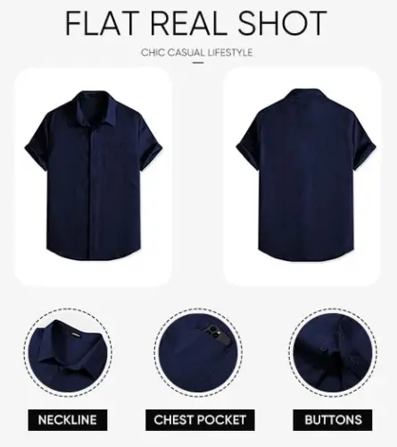 JMIERR Men's Casual Stylish Short Sleeve Button-Up Striped Dress Shirts Cotton Beach Shirt - 6