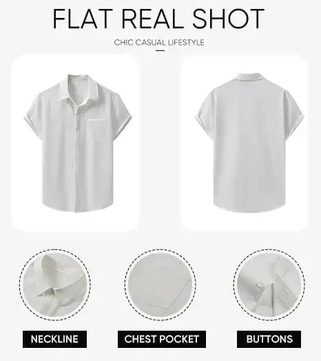 JMIERR Men's Casual Stylish Short Sleeve Button-Up Striped Dress Shirts Cotton Beach Shirt - 6