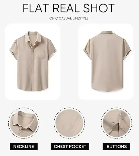 JMIERR Men's Casual Stylish Short Sleeve Button-Up Striped Dress Shirts Cotton Beach Shirt - 6