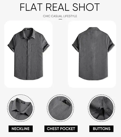 JMIERR Men's Casual Stylish Short Sleeve Button-Up Striped Dress Shirts Cotton Beach Shirt - 6
