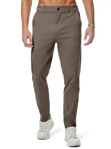 JMIERR Men's Chino Pants Casual Elastic Waist Tapered Golf Trousers - JMIERR