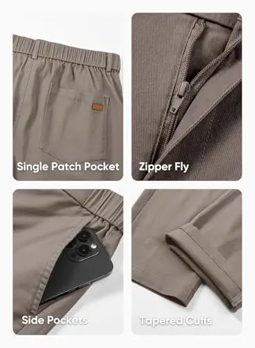 JMIERR Men's Chino Pants Casual Elastic Waist Tapered Golf Trousers - 4