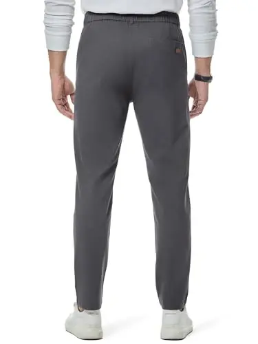 JMIERR Men's Chino Pants Casual Elastic Waist Tapered Golf Trousers - 2