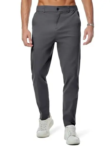 JMIERR Men's Chino Pants Casual Elastic Waist Tapered Golf Trousers - JMIERR