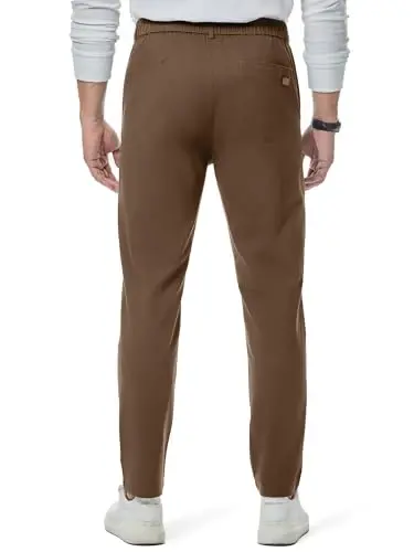 JMIERR Men's Chino Pants Casual Elastic Waist Tapered Golf Trousers - 2