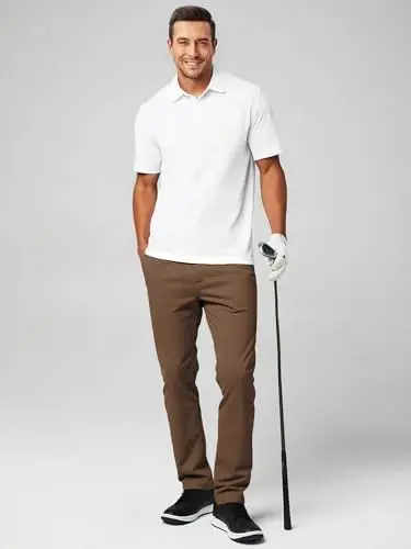 JMIERR Men's Chino Pants Casual Elastic Waist Tapered Golf Trousers - 5