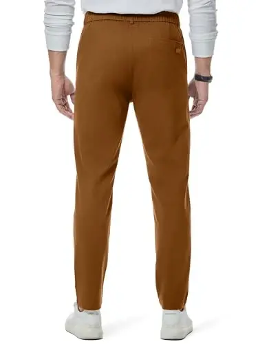 JMIERR Men's Chino Pants Casual Elastic Waist Tapered Golf Trousers - 2