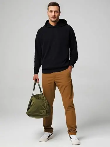 JMIERR Men's Chino Pants Casual Elastic Waist Tapered Golf Trousers - 3