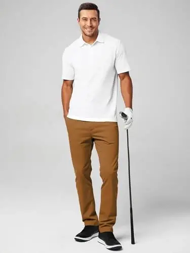 JMIERR Men's Chino Pants Casual Elastic Waist Tapered Golf Trousers - 5
