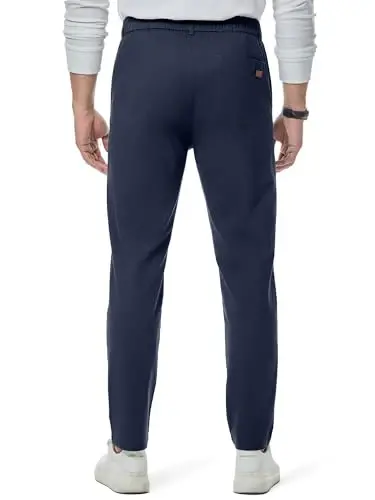 JMIERR Men's Chino Pants Casual Elastic Waist Tapered Golf Trousers - 2