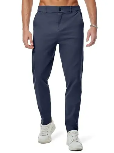 JMIERR Men's Chino Pants Casual Elastic Waist Tapered Golf Trousers - JMIERR