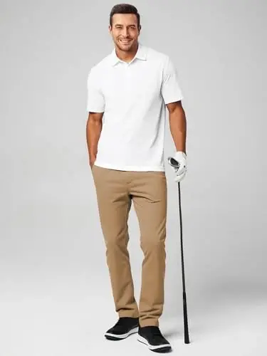 JMIERR Men's Chino Pants Casual Elastic Waist Tapered Golf Trousers - 5