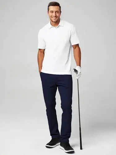 JMIERR Men's Chino Pants Casual Elastic Waist Tapered Golf Trousers - 5