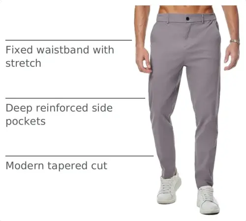 JMIERR Men's Chino Pants Casual Elastic Waist Tapered Golf Trousers - 4