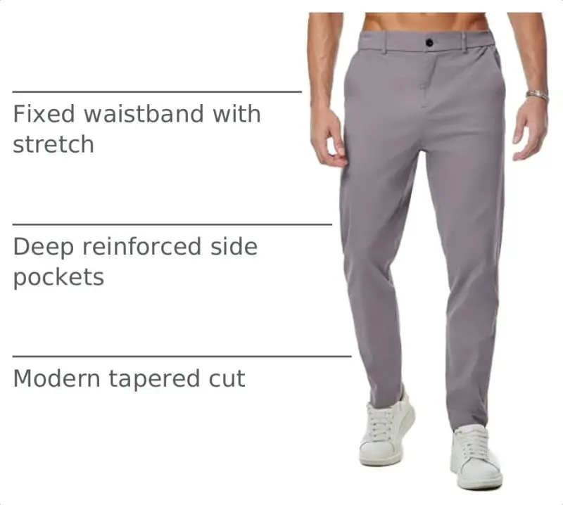 JMIERR Men's Chino Pants Casual Elastic Waist Tapered Golf Trousers - 4