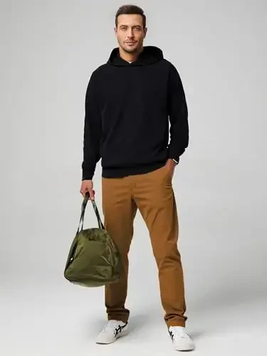 JMIERR Men's Chino Pants Casual Stretch Waist Tapered Trousers with Pockets - 4