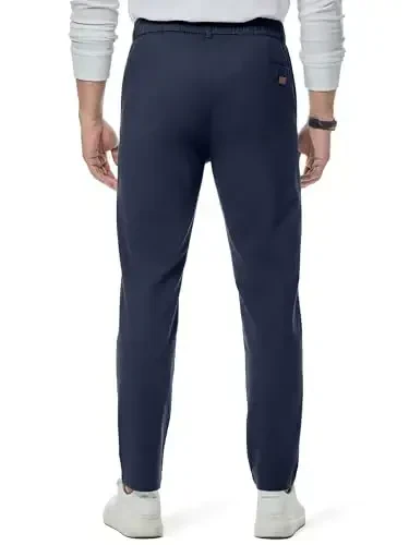 JMIERR Men's Chino Pants Casual Stretch Waist Tapered Trousers with Pockets - MODAZONE (1)