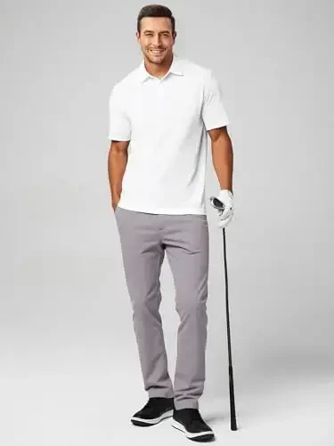 JMIERR Men's Chino Pants Casual Stretch Waist Tapered Trousers with Pockets - 5