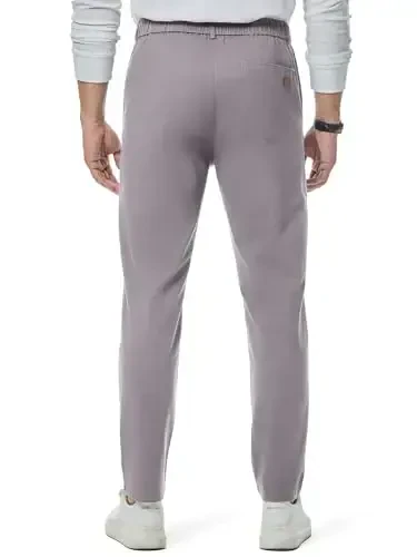 JMIERR Men's Chino Pants Casual Stretch Waist Tapered Trousers with Pockets - 3