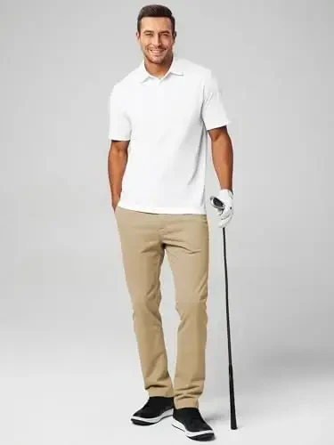 JMIERR Men's Chino Pants Casual Stretch Waist Tapered Trousers with Pockets - 5