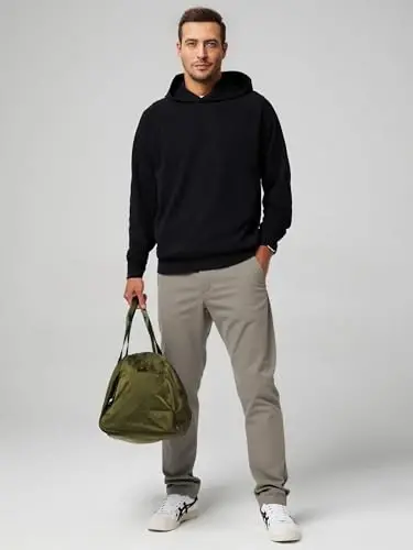 JMIERR Men's Chino Pants Casual Stretch Waist Tapered Trousers with Pockets - 3