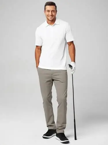 JMIERR Men's Chino Pants Casual Stretch Waist Tapered Trousers with Pockets - 5