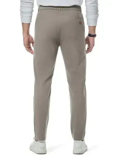 JMIERR Men's Chino Pants Casual Stretch Waist Tapered Trousers with Pockets - 3