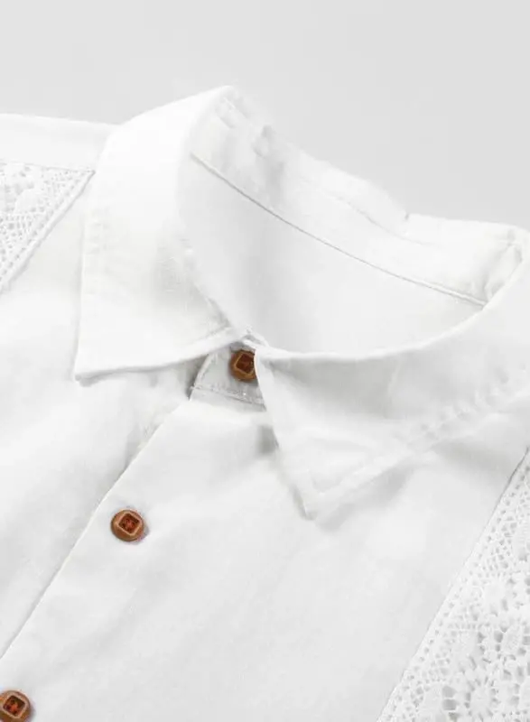 JMIERR Mens Cotton Linen Guayabera Shirts Casual Button Up Short Sleeve Summer Beach Shirt - 5