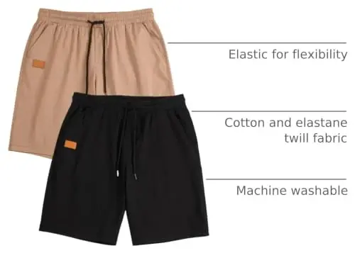 JMIERR Mens Cotton Stretch Shorts Casual Drawstring Twill Chino Shorts | Drawstring Waist, Phone Pockets, Golf, Summer Beach Cruise Outfits, Machine Wash - 4