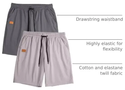 JMIERR Mens Cotton Stretch Shorts Casual Drawstring Twill Chino Shorts | Drawstring Waist, Phone Pockets, Golf, Summer Beach Cruise Outfits, Machine Wash - 4