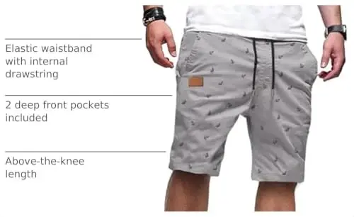 JMIERR Mens Cotton Stretch Shorts Casual Drawstring Twill Chino Shorts | Drawstring Waist, Phone Pockets, Golf, Summer Beach Cruise Outfits, Machine Wash - 3