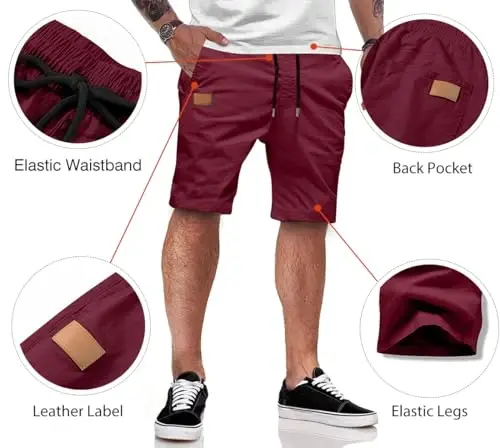 JMIERR Mens kundalik shortilar - paxta ipli yozgi plyaj Stretch Twill Chino Golf shortilari - 3