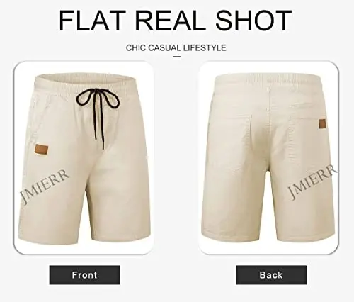 JMIERR Mens kundalik shortlari - paxtadan tikilgan, yozgi plyaj uchun torli, cho'zilgan tvil chino golf shortlari - 5