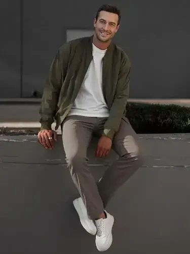 JMIERR мужские брюки чинос, повседневные эластичные зауженные брюки с карманами - 4