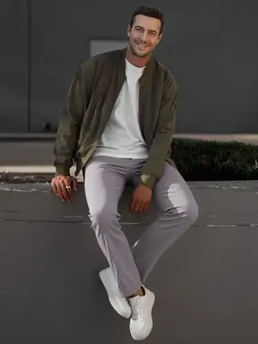 JMIERR Мужские брюки чинос повседневные эластичные зауженные брюки с карманами - 6