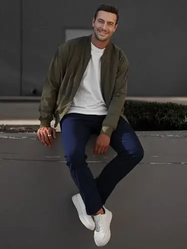 JMIERR Men's Chino Pants Casual Stretch Waist Tapered Trousers with Pockets - 6