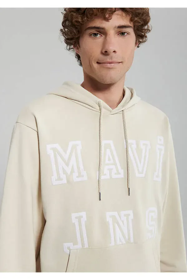 Jns Baskılı Kapüşonlu Bej Sweatshirt 0s10087-70072 - 5