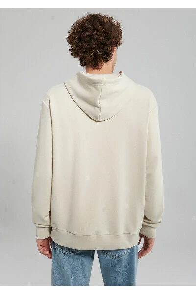 Jns Printed Hooded Beige Sweatshirt - 4