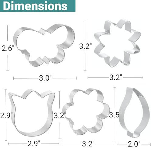 JOB JOL Kurabiye Kalıpları 5 ADET, Bahar Çiçeği Kurabiye Kalıpları, 3'' ila 3.5'' - 2