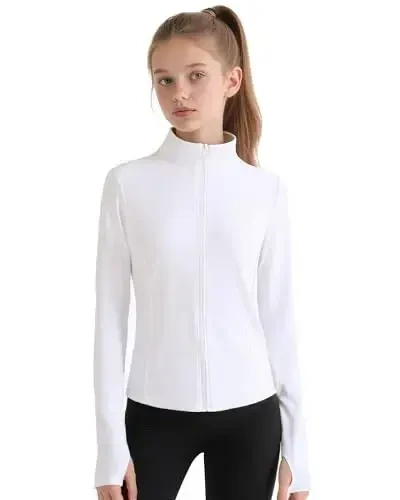 JOCMIC Girls Zip Up Jacket Horse Riding Shirts Kids Athletic Yoga Jackets Fall Winter Coats - JOCMIC