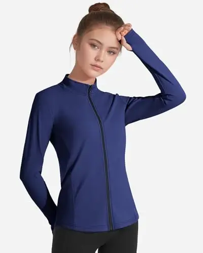 JOCMIC Girls Zip Up Jacket Horse Riding Shirts Kids Athletic Yoga Jackets Fall Winter Coats - JOCMIC (1)