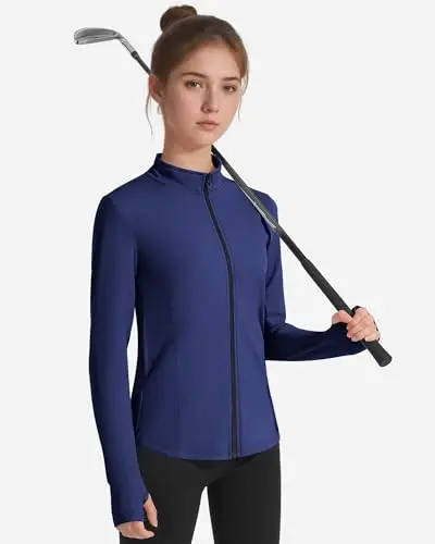 JOCMIC Girls Zip Up Jacket Horse Riding Shirts Kids Athletic Yoga Jackets Fall Winter Coats - 4